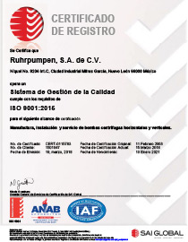 RP Mexico (RPSA) - certificado ISO 9001:2015 - ES