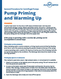 Pump Priming and Warming Up Procedure
